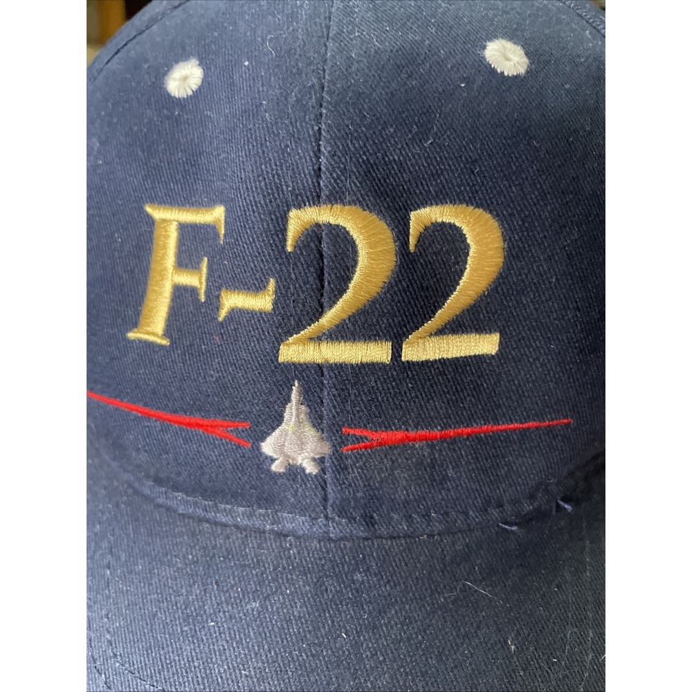F-22 Jet Plane Hat Cap Snap Back Navy Blue Airplane Military Embroidered - Picture 2 of 7